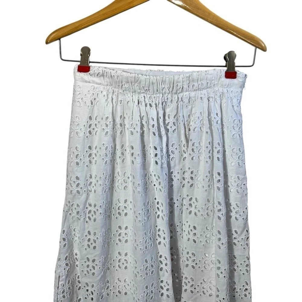 J. CREW Linen Blend Maxi Skirt in Eyelet‎ Lace BI743